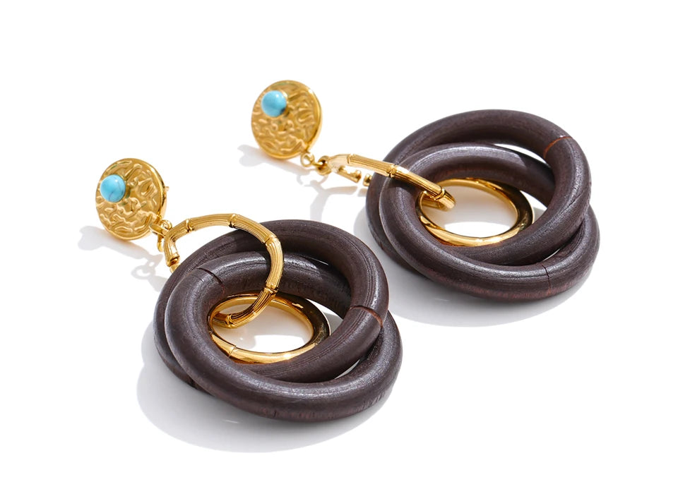 Pendientes redondos de doble capa de acero inoxidable