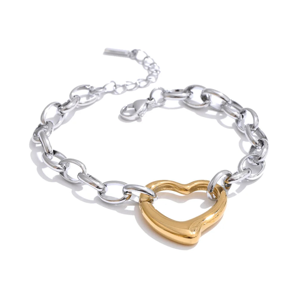 Pulsera de cadena de amor con corazón hueco