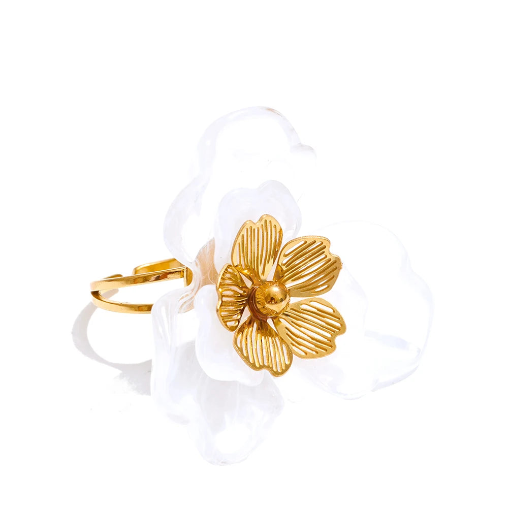 Anillo Flor de resina ajustable