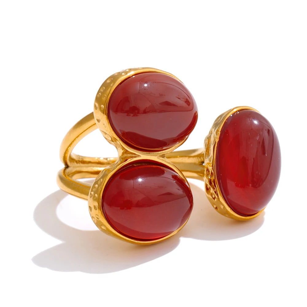 Anillo ajustable de concha y aventurina natural