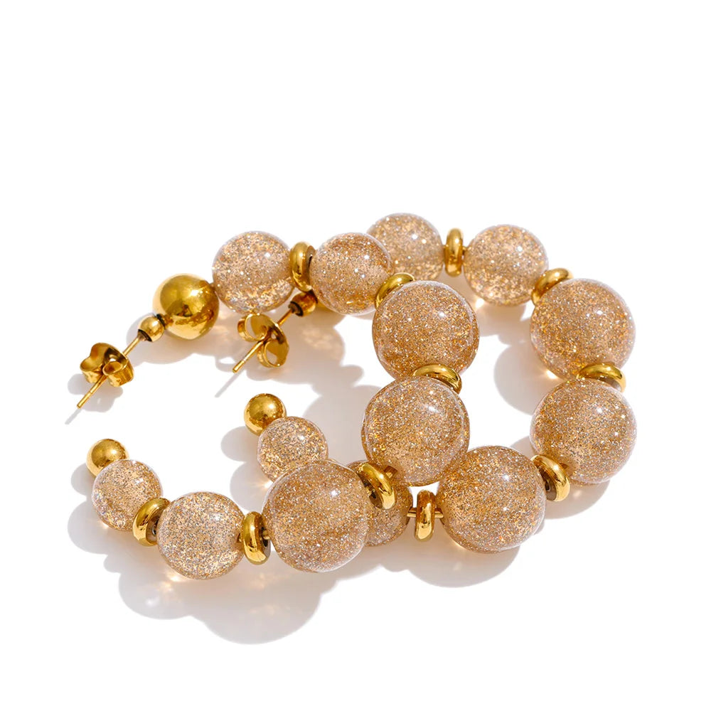 Pendientes de aro de resina estilo francés