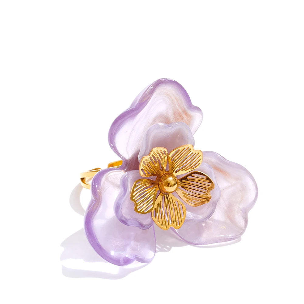 Anillo Flor de resina ajustable