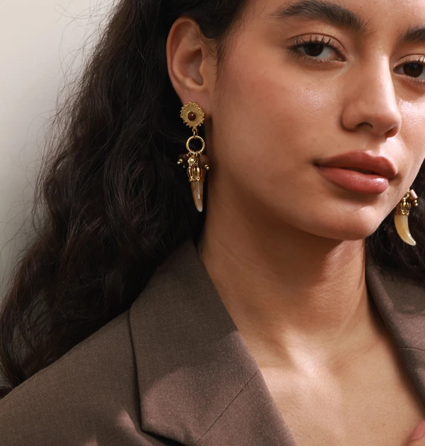 Pendientes Samba vintage de resina y madera