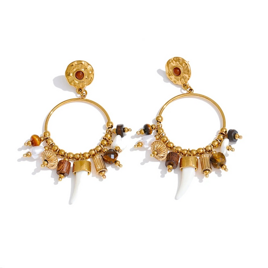 Pendientes de perla de resina y madera exclusivos