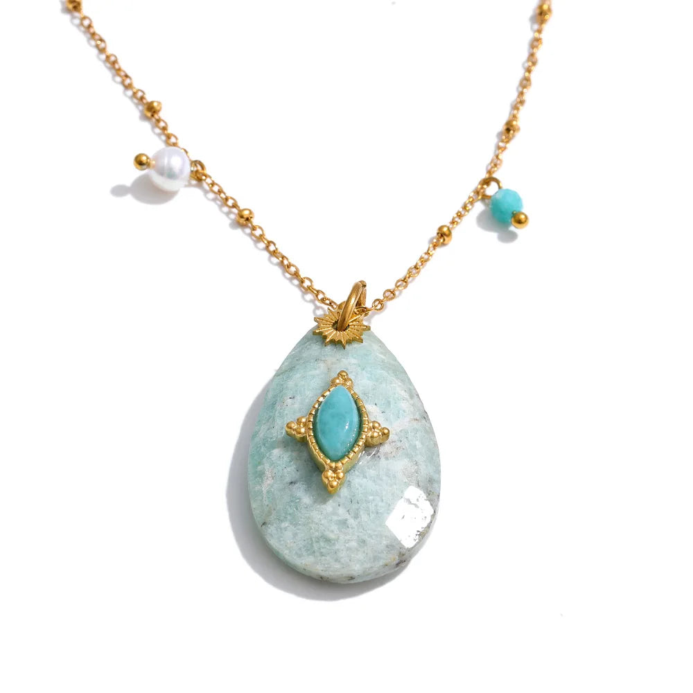 Collar con colgante con piedras naturales de amatista