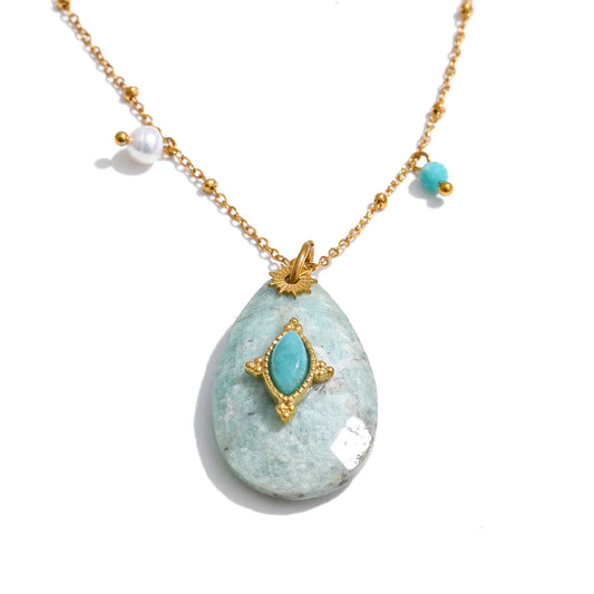 Collar con colgante con piedras naturales de amatista