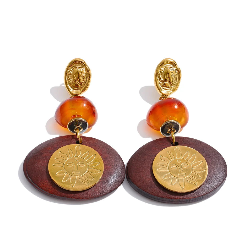 Pendientes Gloria de madera y resina