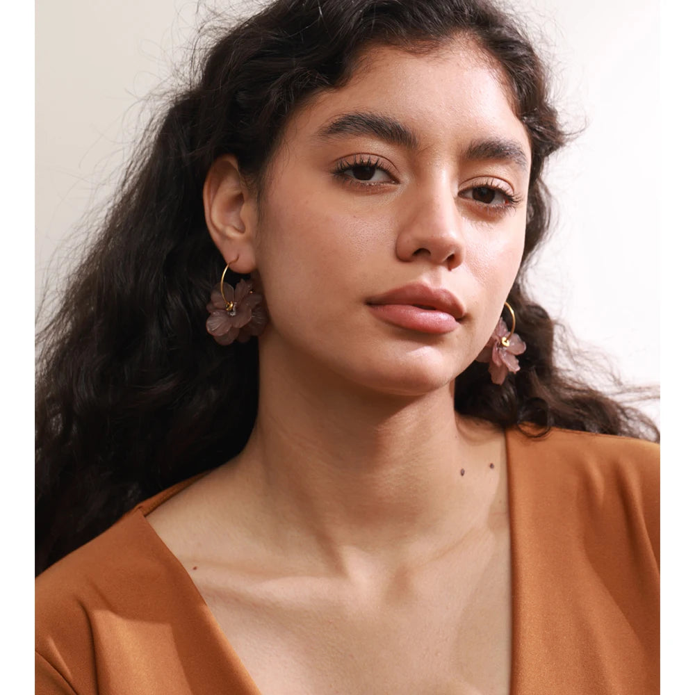 Pendientes de acero inoxidable de resina en 3 colores