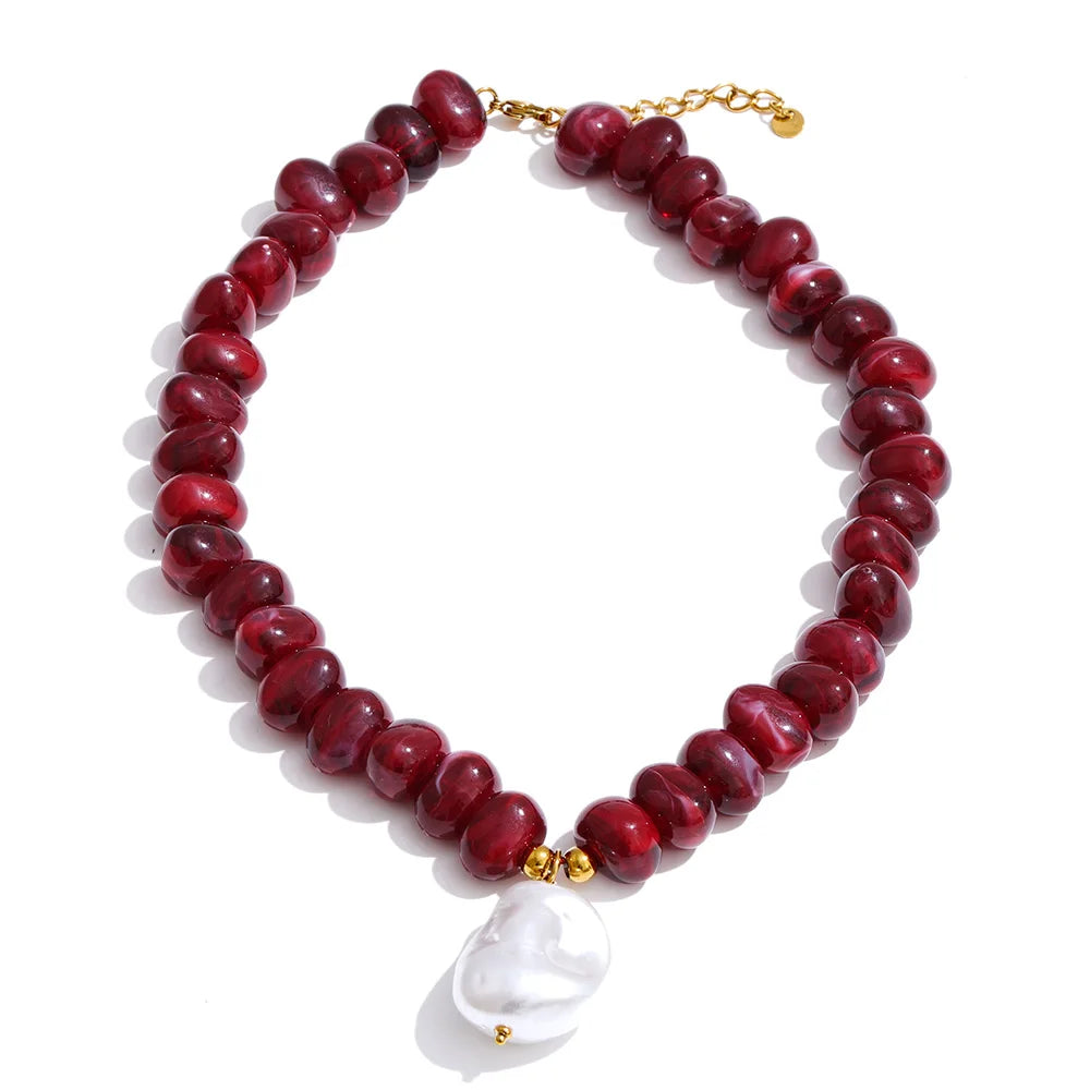 Collar Kevy hecho a mano multicolor de resina 5 colores