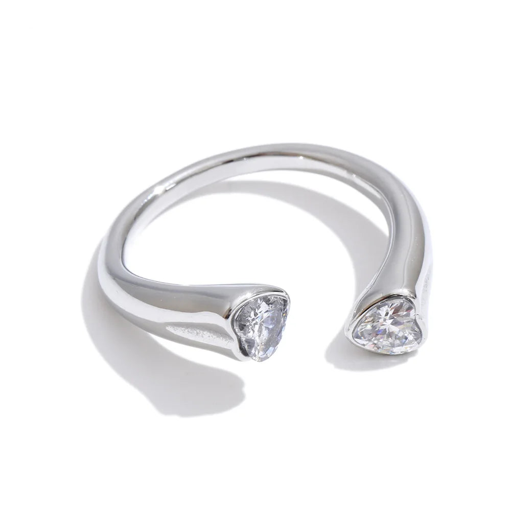Anillo Paulita ajustable de acero inoxidable en forma de corazón