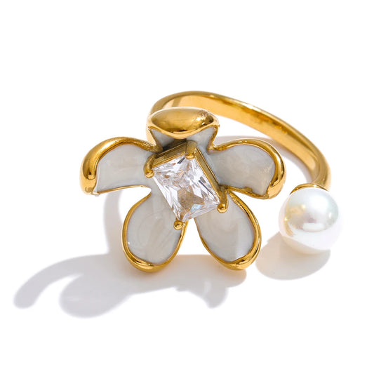 Anillo Casanova de esmalte y circonita chapado en pvd