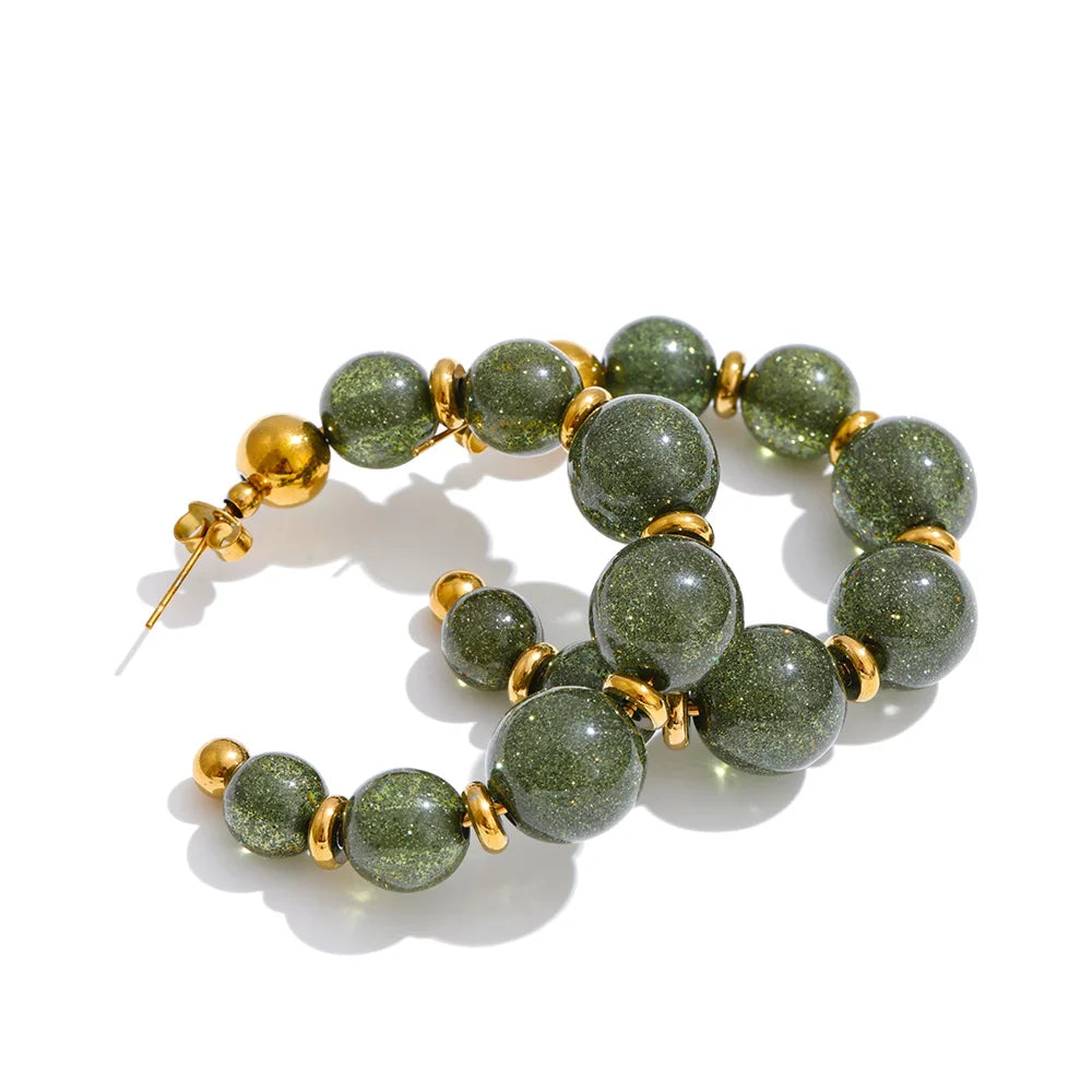 Pendientes de aro de resina estilo francés