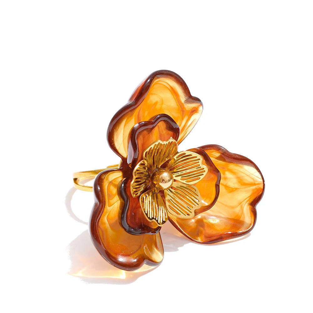 Anillo Flor de resina ajustable