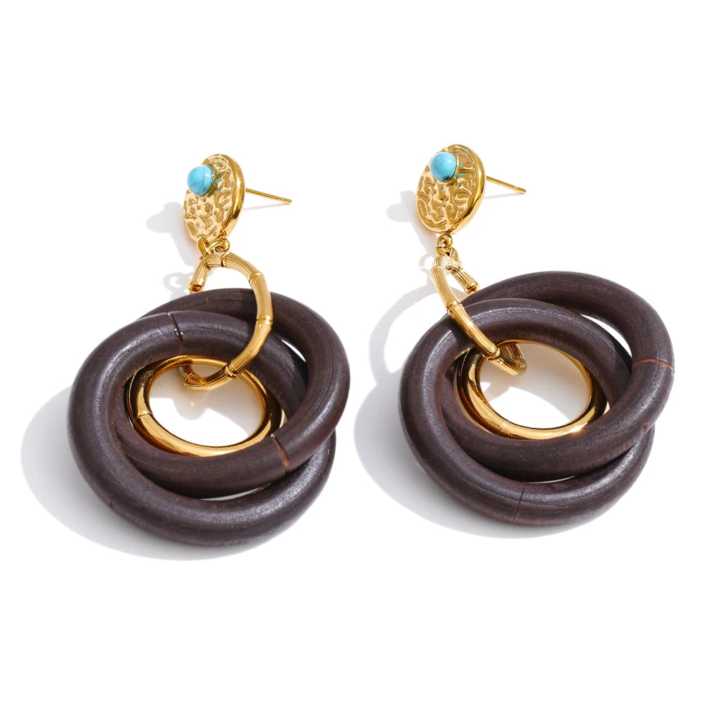 Pendientes redondos de doble capa de acero inoxidable