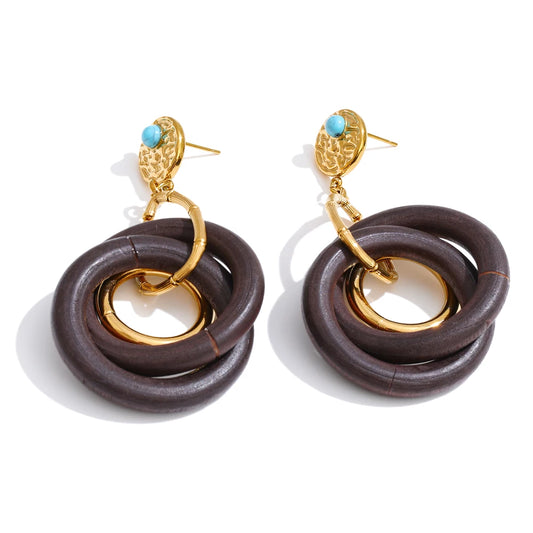 Pendientes redondos de doble capa de acero inoxidable