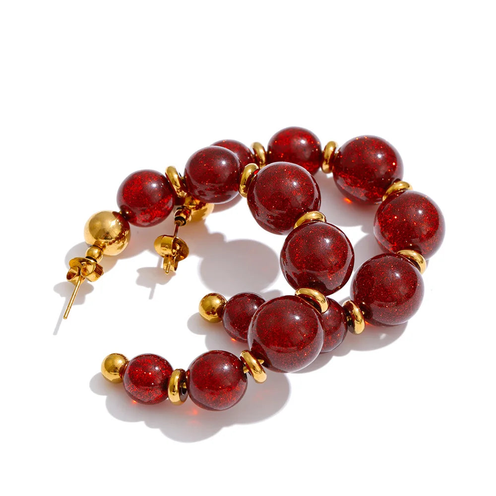 Pendientes de aro de resina estilo francés