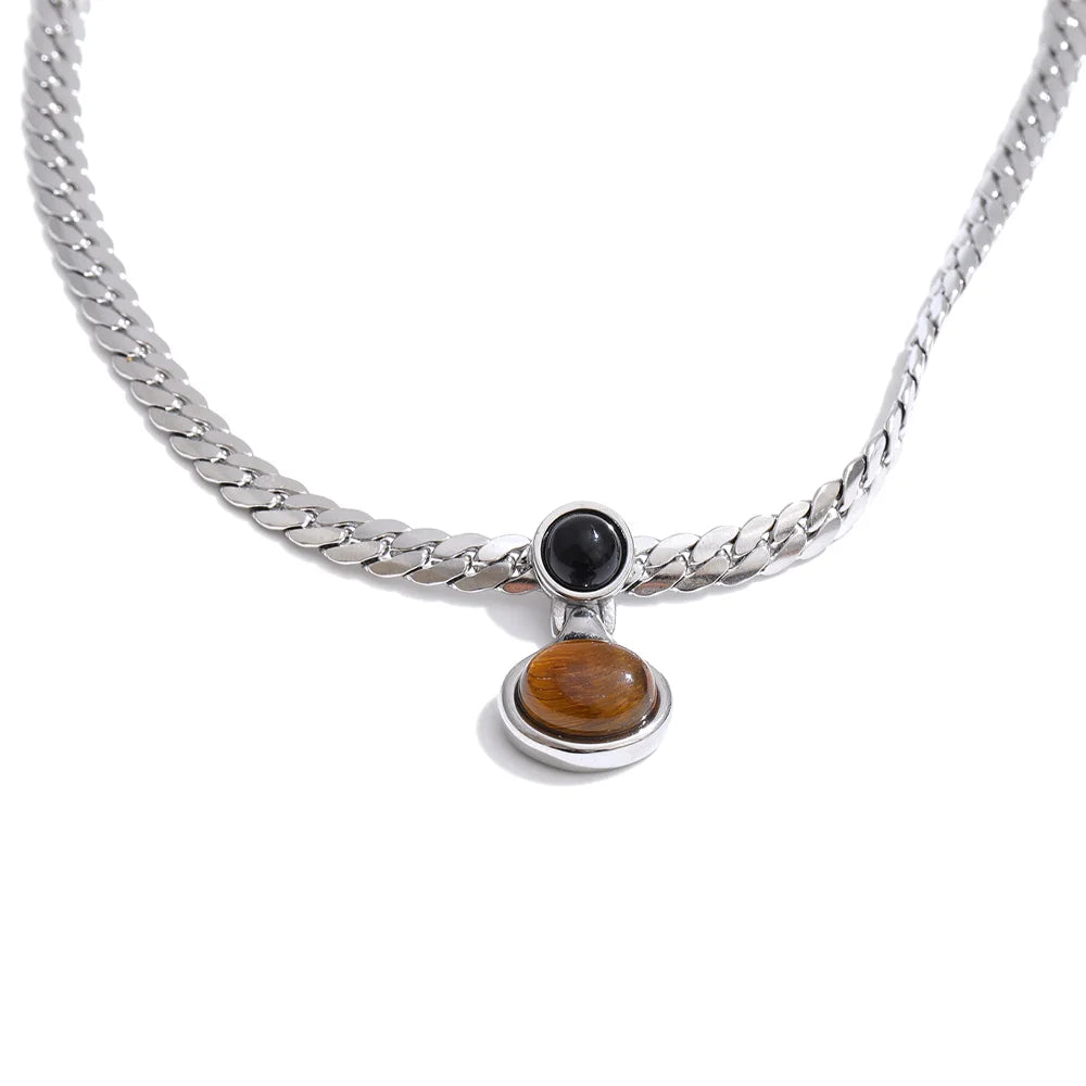 Collar Tigre de piedra de tigre natural con cadena pulida