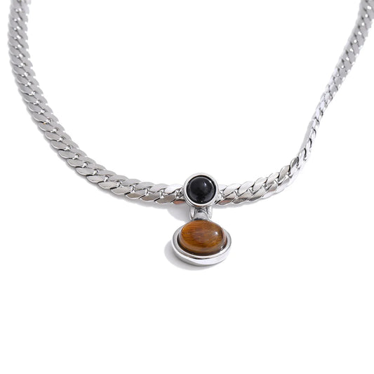 Collar Tigre de piedra de tigre natural con cadena pulida