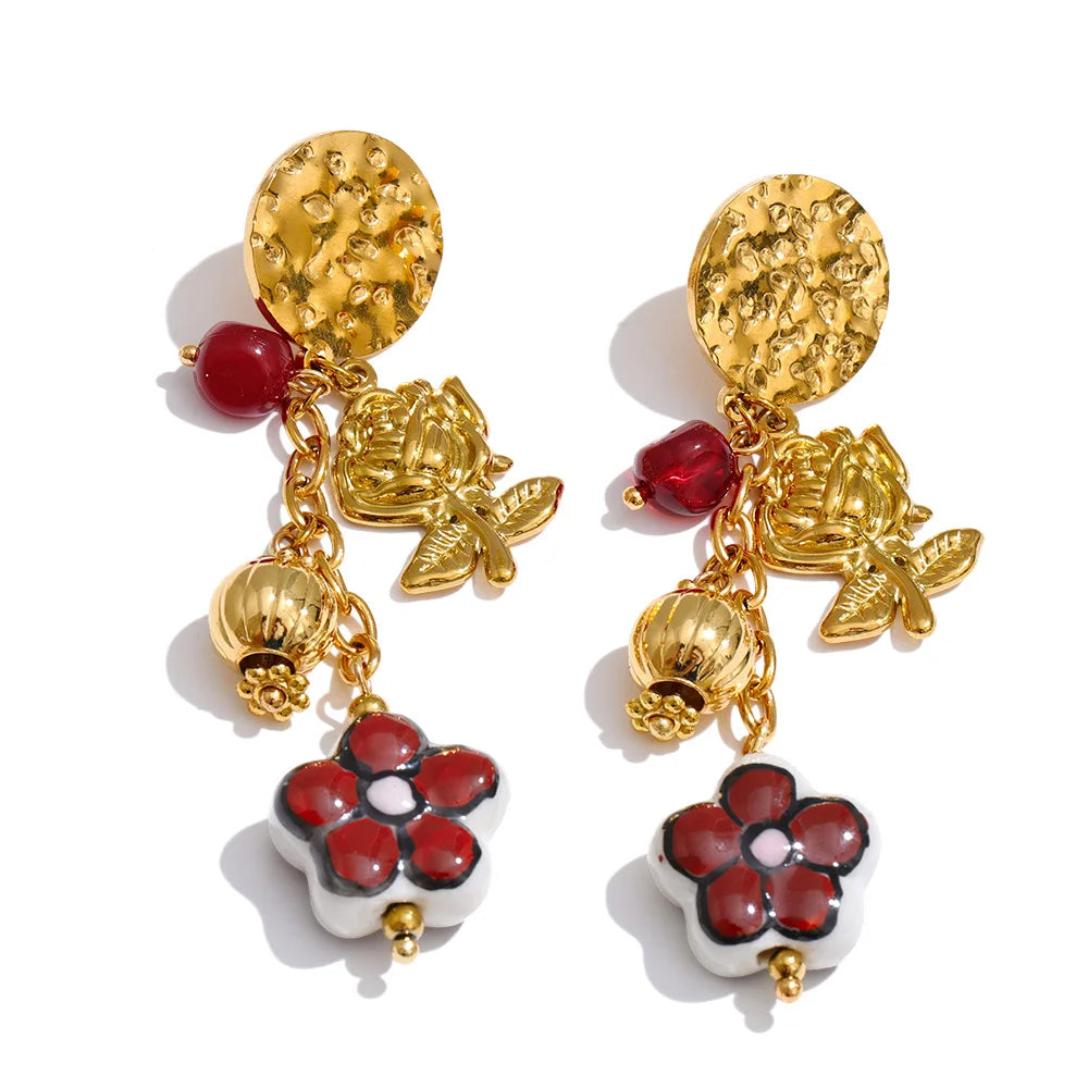 Pendientes Mabel de acero inoxidable con esmalte