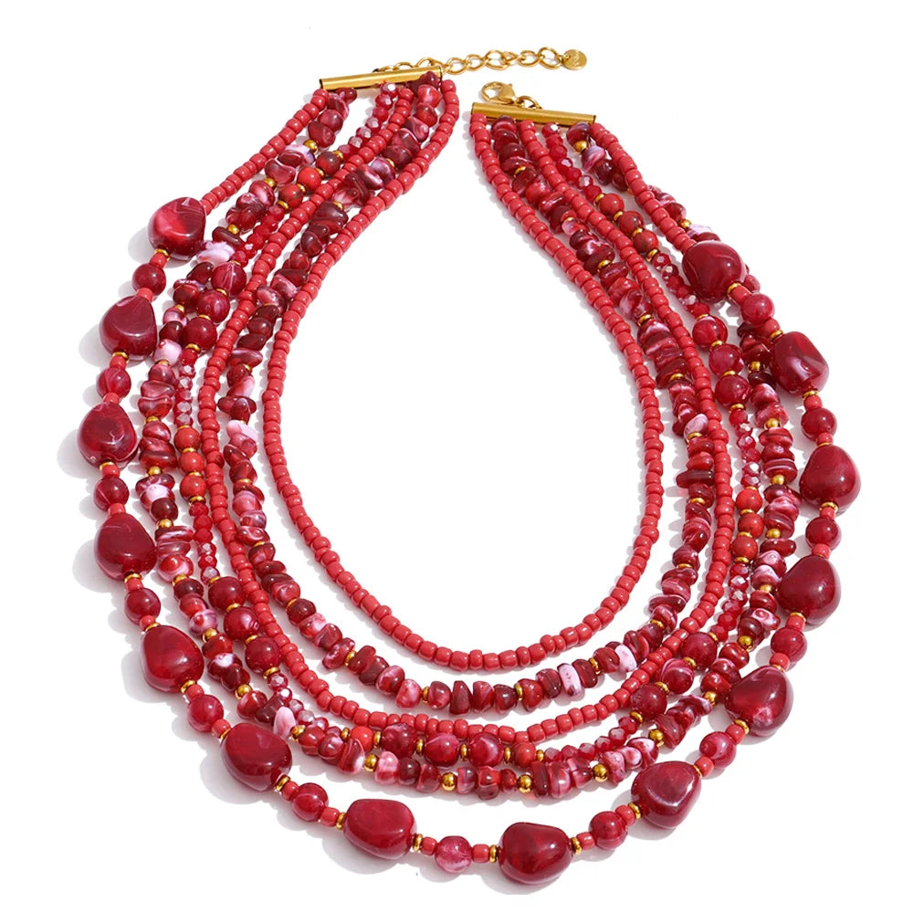 Collar Otoño de resina en capas de acero inoxidable