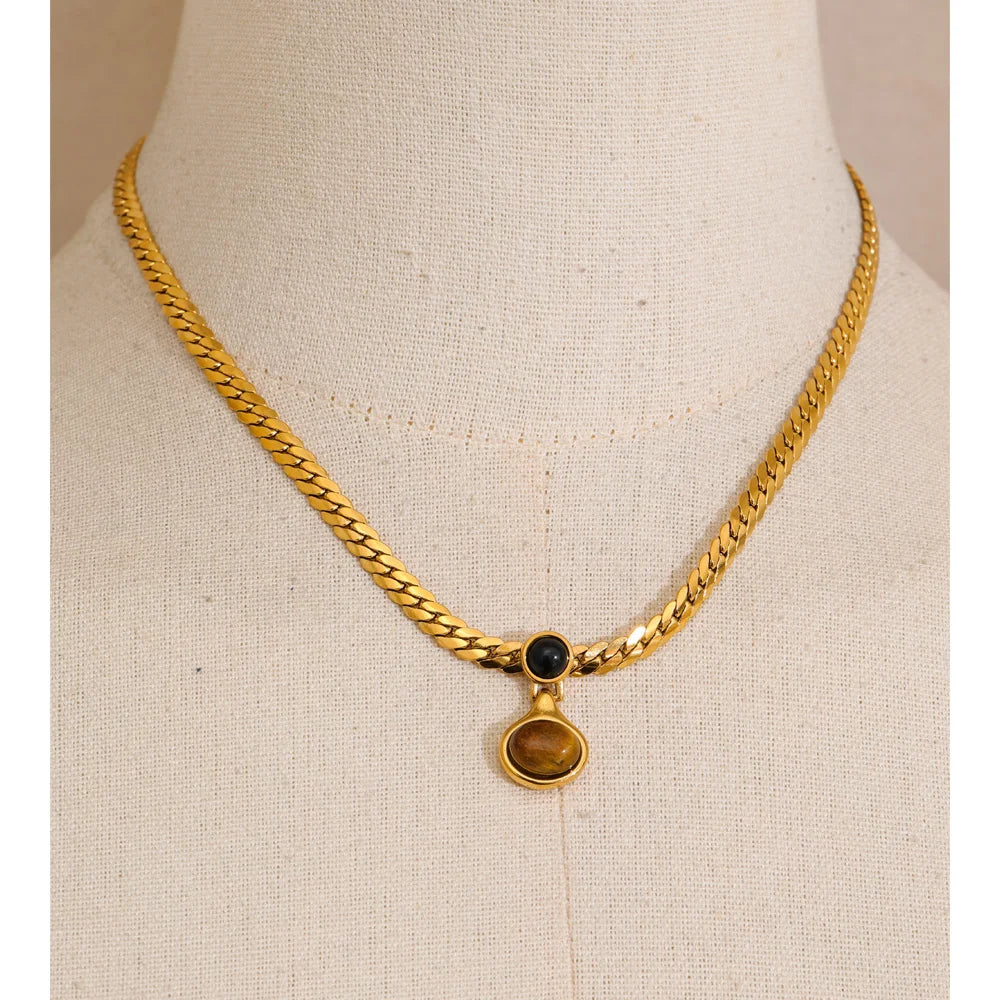 Collar Tigre de piedra de tigre natural con cadena pulida