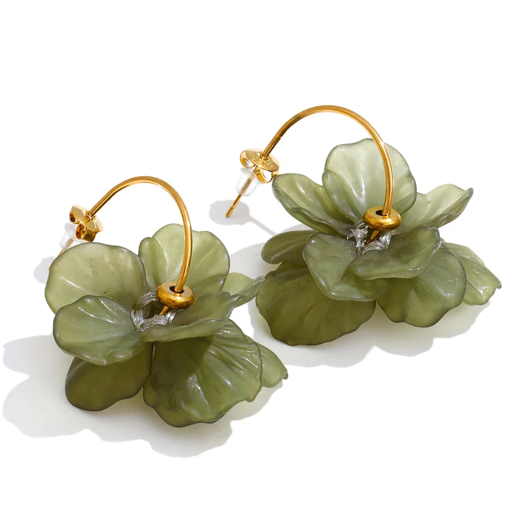 Pendientes de acero inoxidable de resina en 3 colores