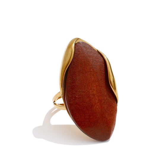 Anillo Sasha de madera y acero inoxidable