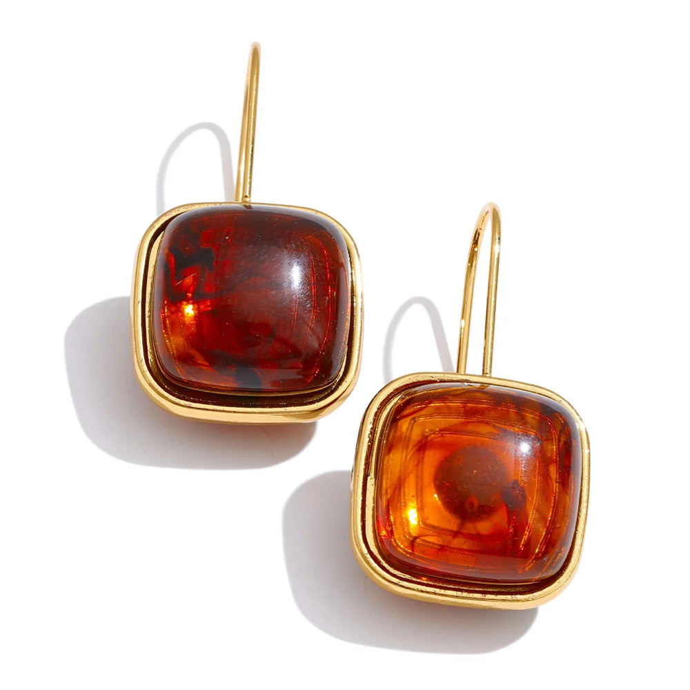 Pendientes Marbber de resina de acero inoxidable