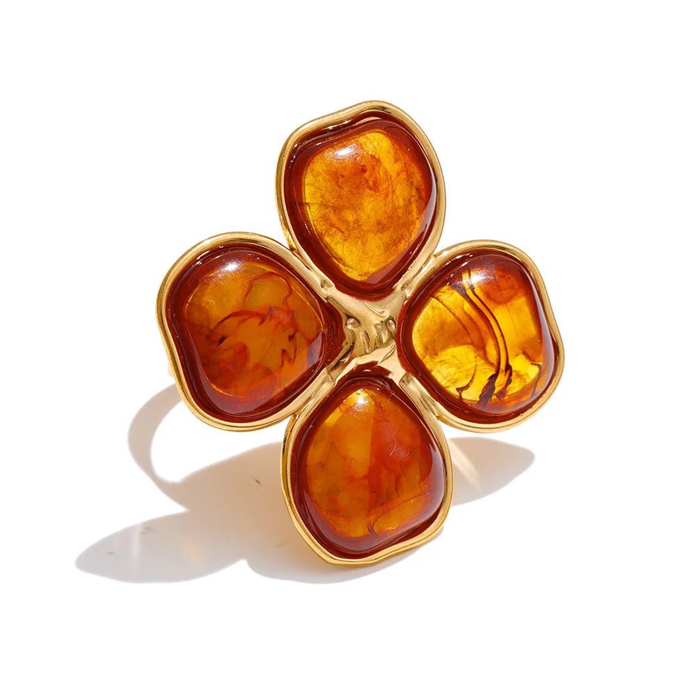 Pendientes Ámbar resina chapado en 18K