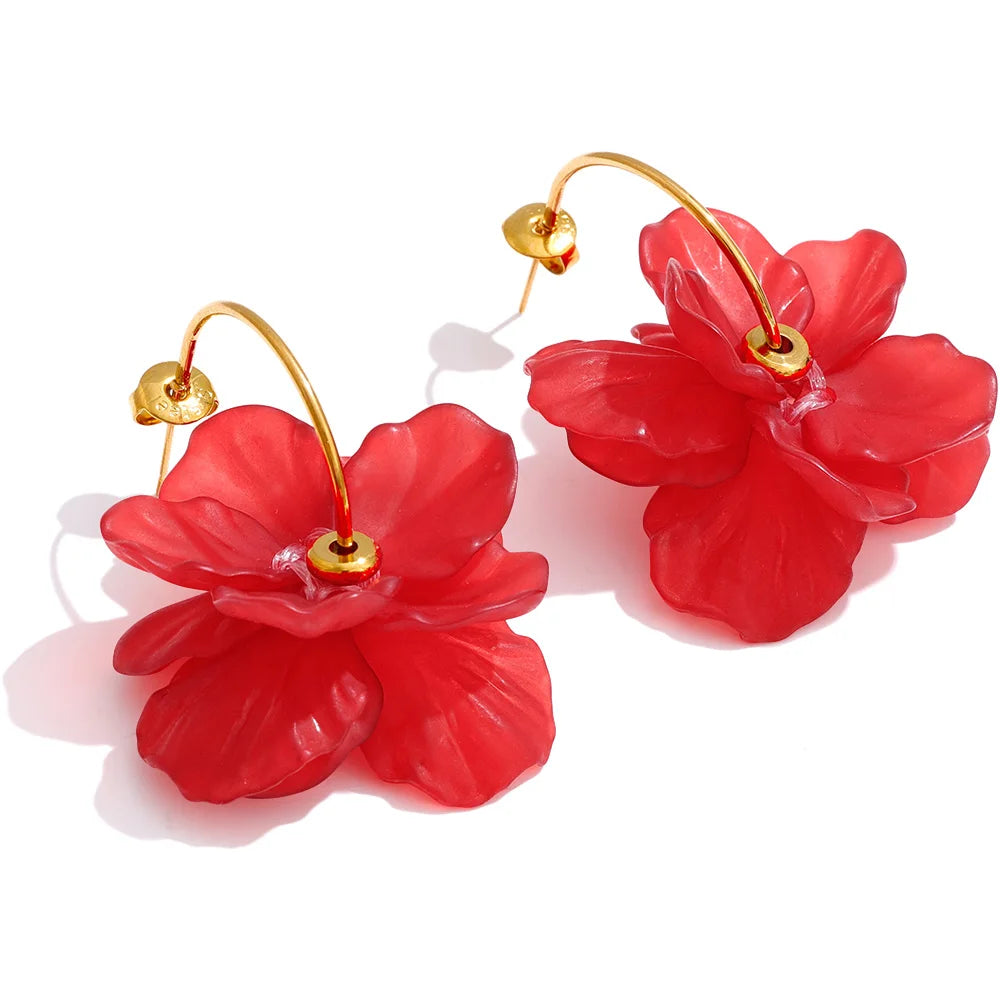 Pendientes de acero inoxidable de resina en 3 colores