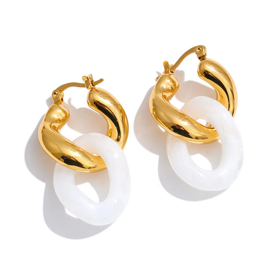 Pendientes Thais redondos de resina acrílica en blanco