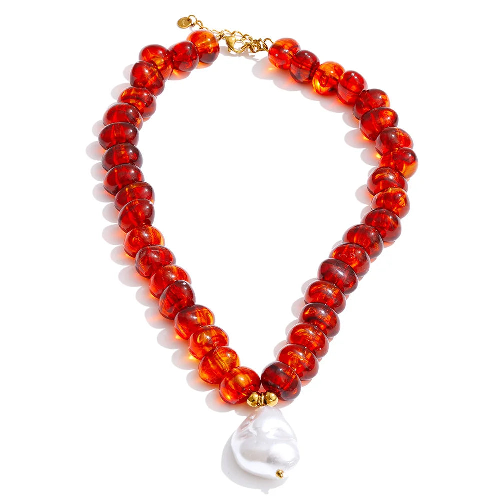 Collar Kevy hecho a mano multicolor de resina 5 colores