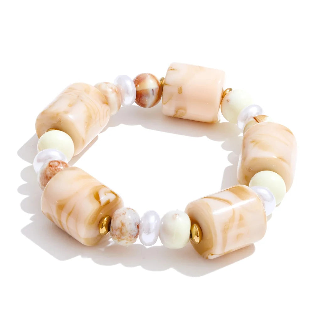 Pulsera de moda con cadena de perlas acrílicas y resina