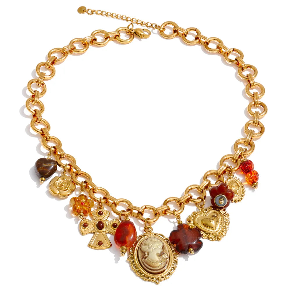 Collar Georgina de resina acrílica con diseño