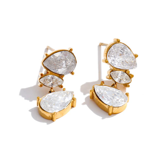 Pendientes Clara de circonitas brillantes chapado en oro 18k