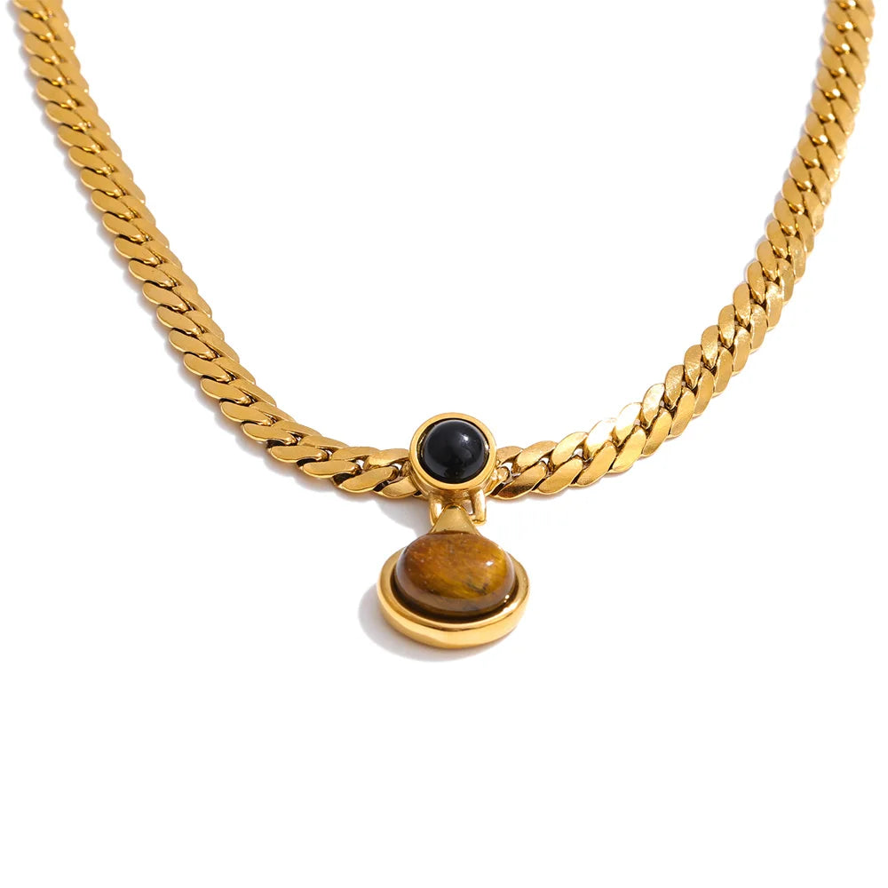 Collar Tigre de piedra de tigre natural con cadena pulida