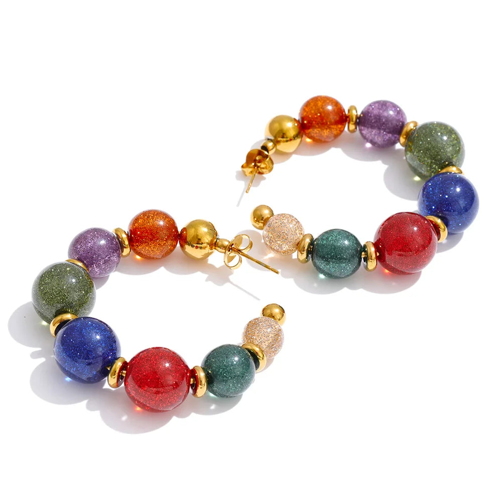 Pendientes de aro de resina estilo francés