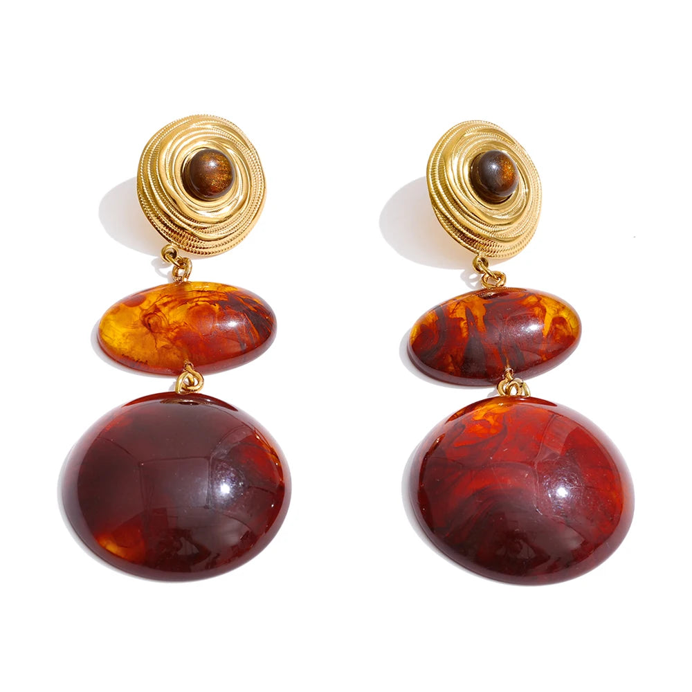 Pendientes redondos de resina estilo retro