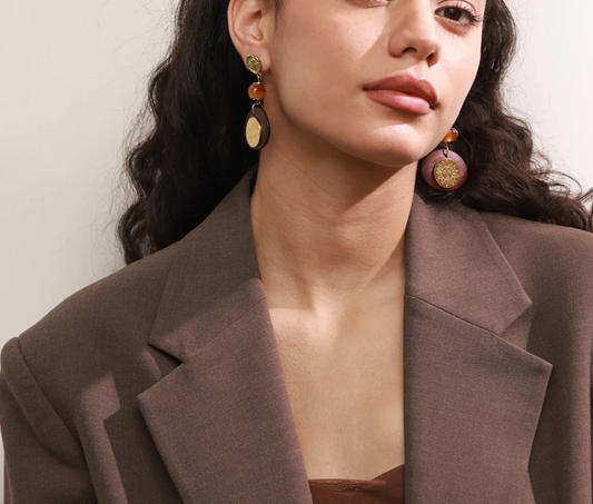 Pendientes Gloria de madera y resina